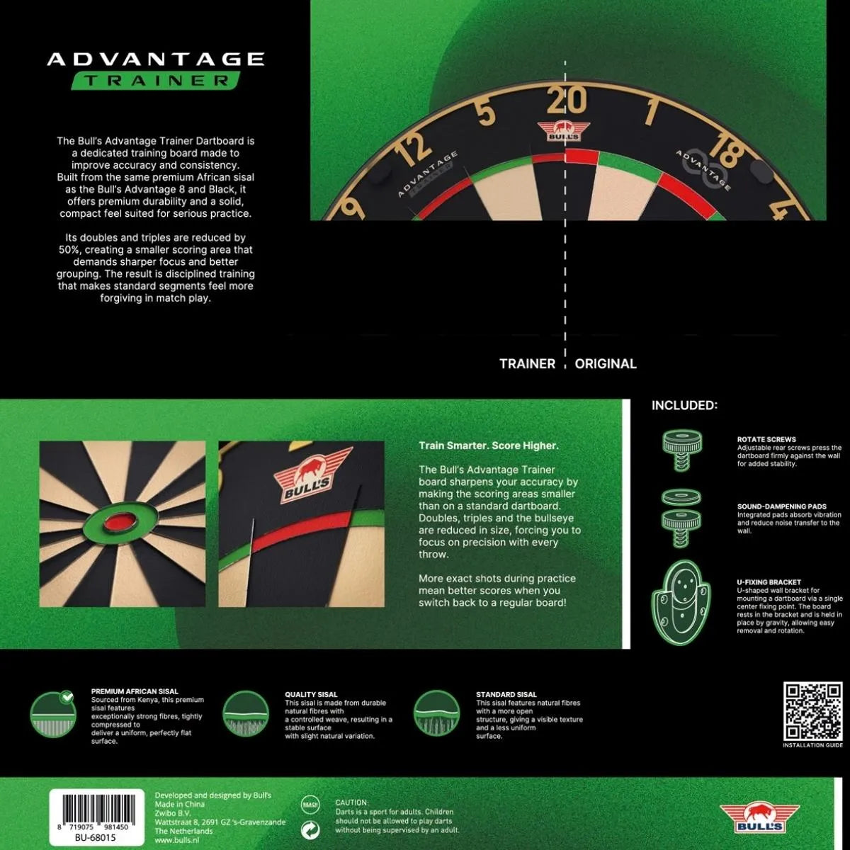 Bull's NL Gold Advantage 8 Trainer Dartboard-5-Premier Darts