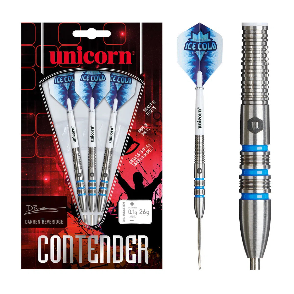 Unicorn Darren Beveridge Contender 90% Tungsten Steel Tip Darts