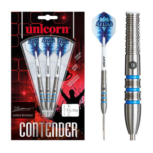 Unicorn Darren Beveridge Contender 90% Tungsten Steel Tip Darts-1-26 GRAM-Premier Darts