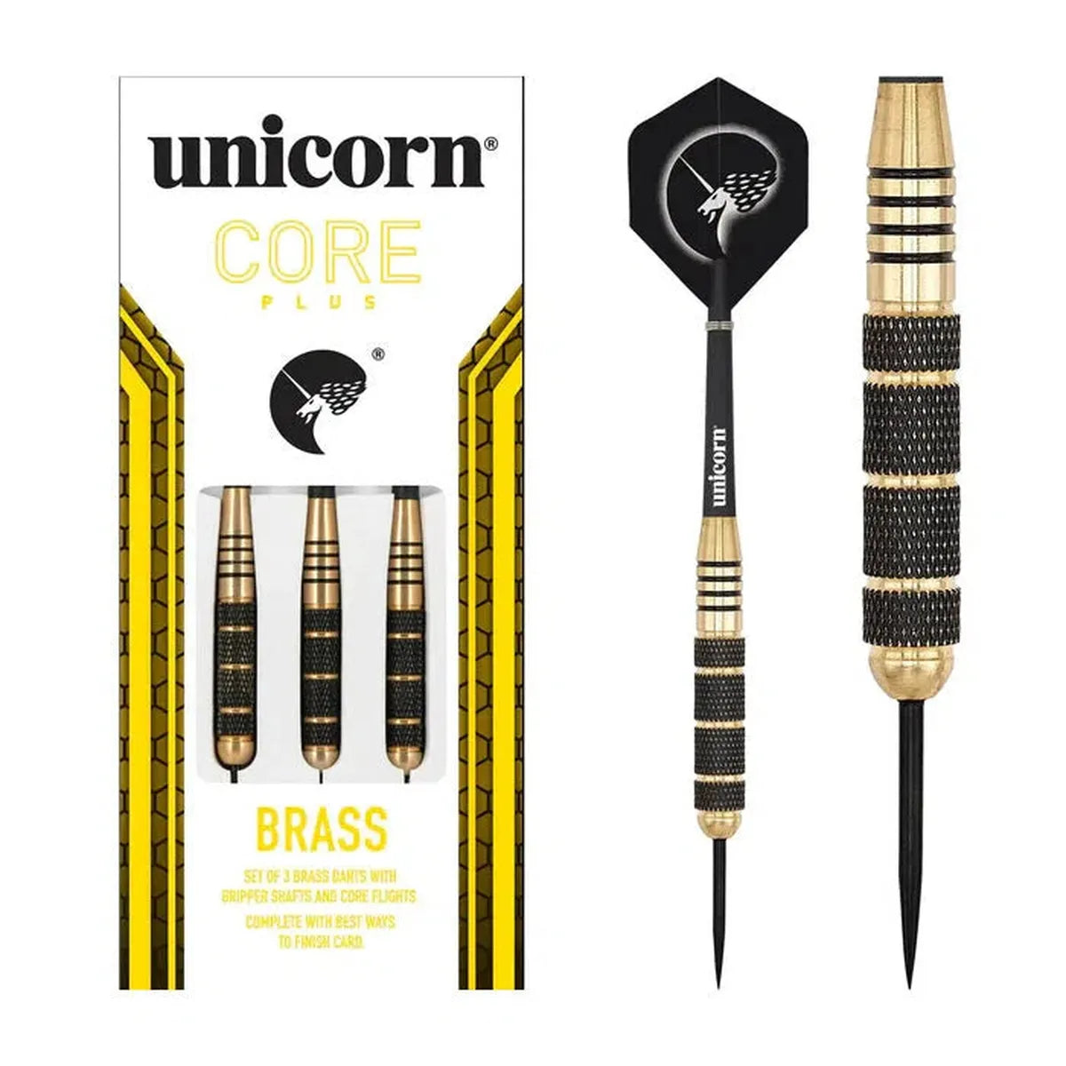 UNICORN Brass Tip Steel Darts - Core Set For Casual & Social Players