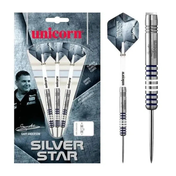 Unicorn Darts Gary Anderson Silver Star P1 80% Tungsten Steel Tip Darts-1-21 GRAM-Premier Darts