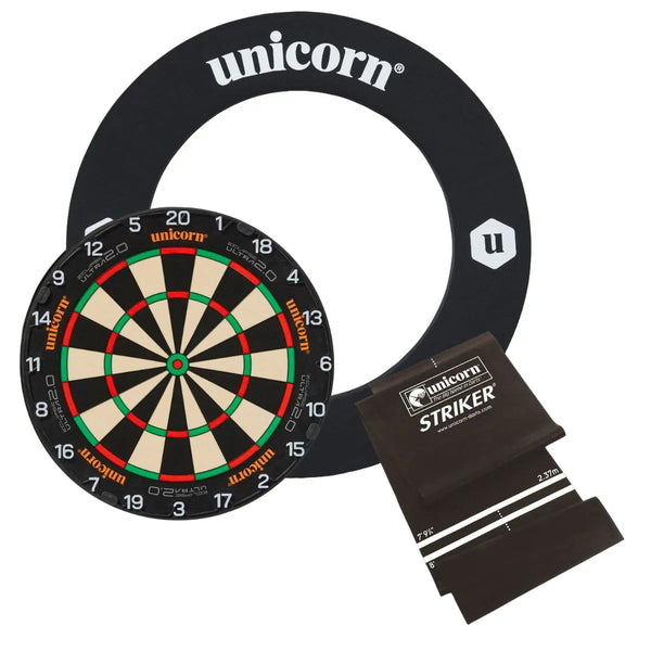 Unicorn Eclipse Ultra 2.0 Dartboard Ultimate Custom Bundle-7-Striker Black-None-Striker DartMat-Premier Darts