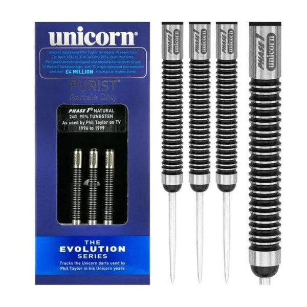 Unicorn Evolution Purist Phase 1 90% Tungsten Steel Tip Darts-1-24 GRAM-Premier Darts