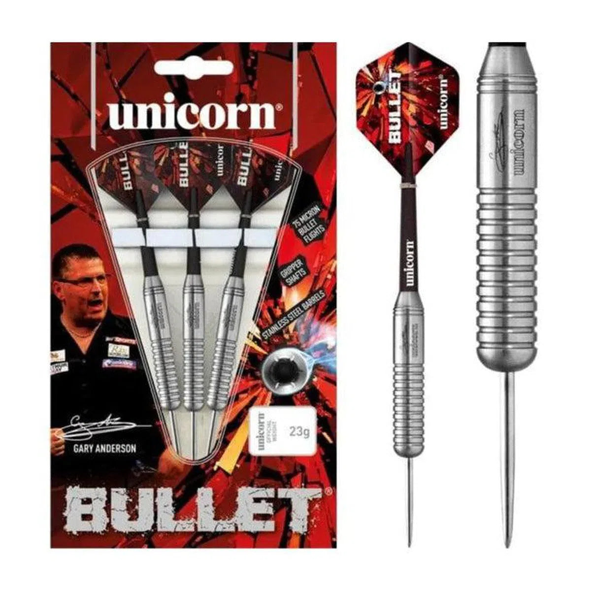 Unicorn Gary Anderson Bullet Stainless Steel Style 2 Steel Tip Darts