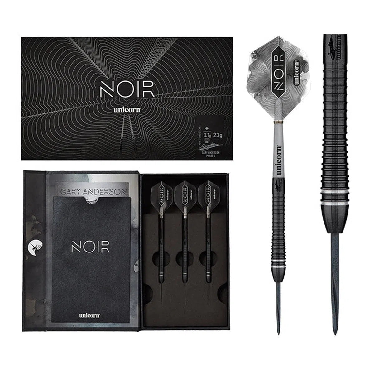 Unicorn Gary Anderson Phase 6 Deluxe Noir 90% Tungsten Steel Tip Darts