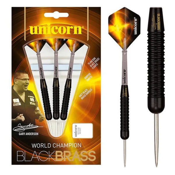 Unicorn Gary Anderson Style 1 Black Brass Steel Tip Darts-1-23 GRAM-Premier Darts