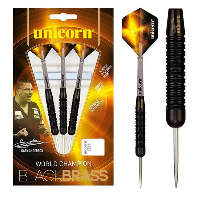 Unicorn Gary Anderson Style 1 Black Brass Steel Tip Darts