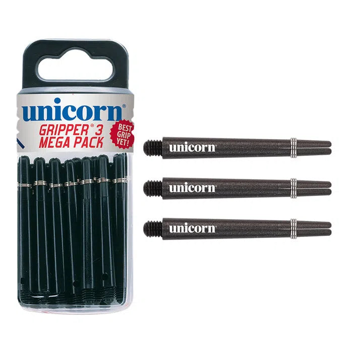 Unicorn Gripper 3 Black Medium Darts Shafts Mega Pack x 15