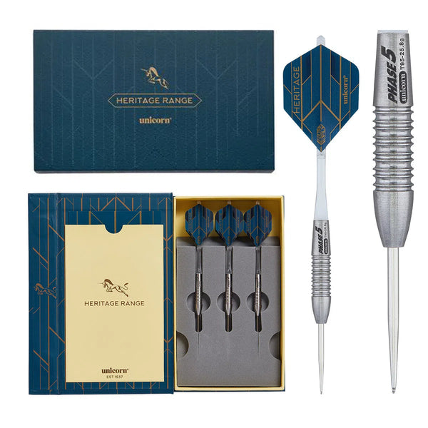 Unicorn Heritage Phase 5 95% Tungsten Steel Tip Darts-1-26 GRAM-Premier Darts