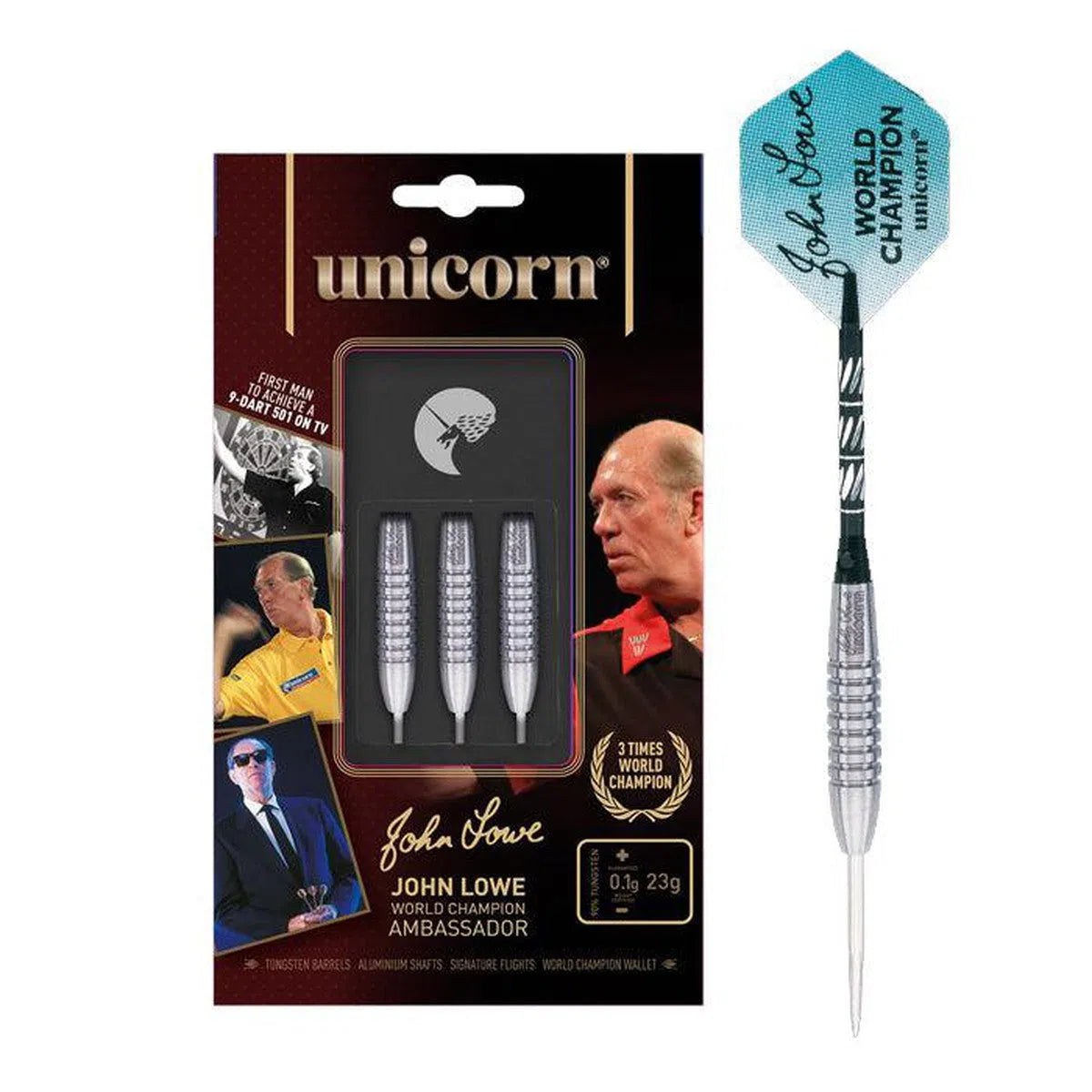 Unicorn John Lowe World Champion Ambassador 90% Tungsten Steel Tip Darts