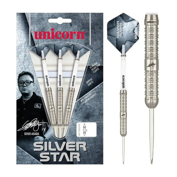 Unicorn Seigo Asada Silver Star 80% Tungsten Steel Tip Darts-1-22 GRAM-Premier Darts