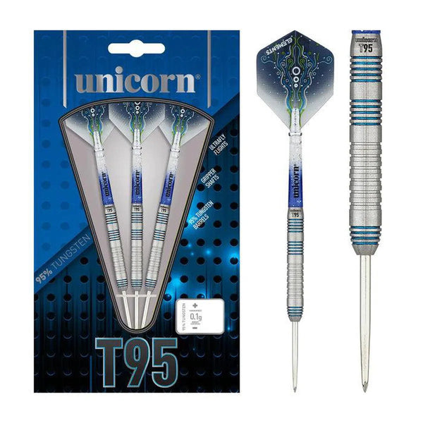 Unicorn T95 Core XL Blue Style 2 95% Tungsten Steel Tip Darts-1-21 GRAM-Premier Darts