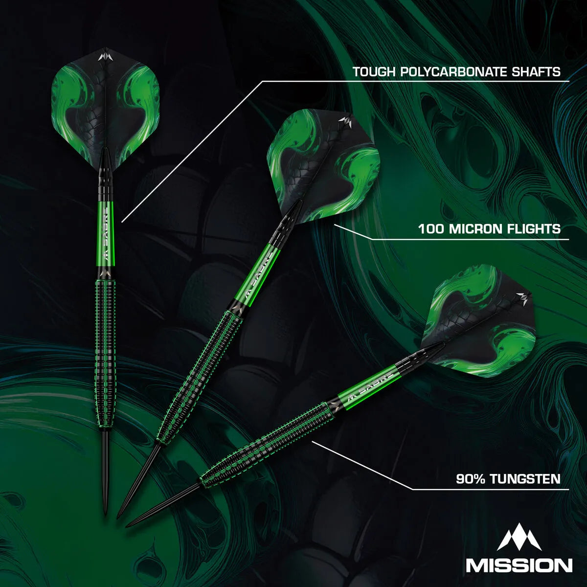 Mission Venom 90% Tungsten Steel Tip Darts-6-23 GRAM-Premier Darts
