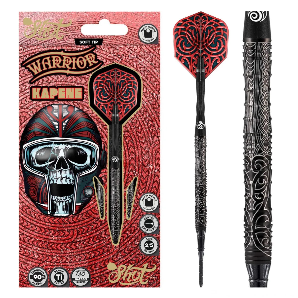 Shot Warrior Kapene Captain 90% Tungsten Soft Tip Darts-1-18 GRAM-Premier Darts