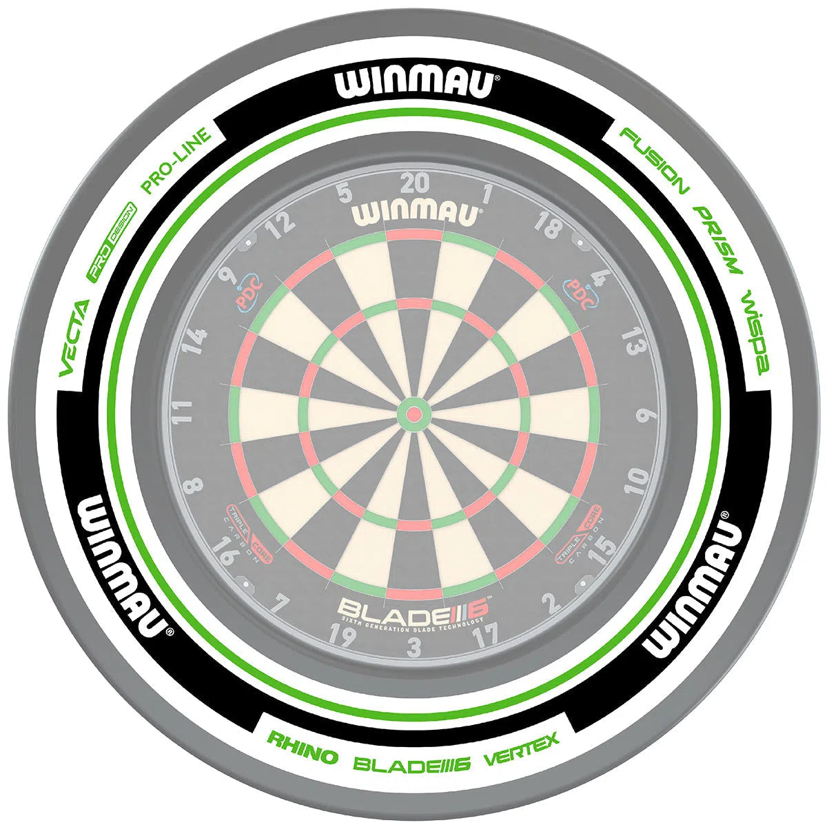 Winmau Advance White and Green Dartboard Surround