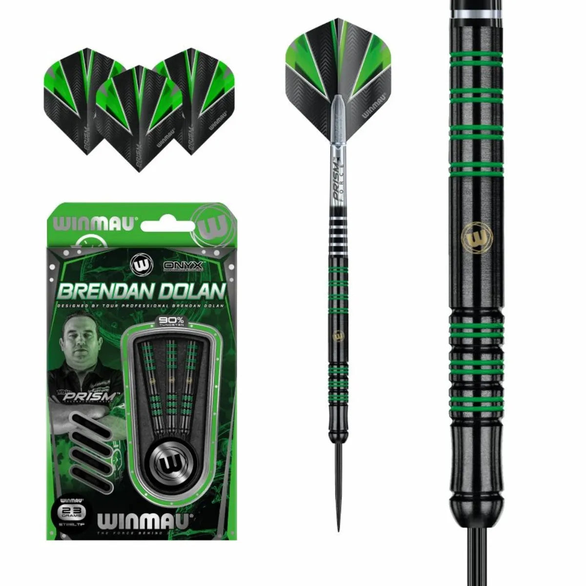 Winmau Brendan Dolan Black Onyx Darts 90% Tungsten Steel Tip Darts