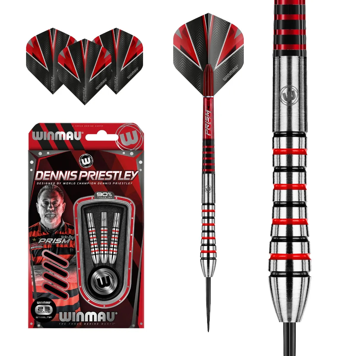 Winmau Dennis Priestley 90% Tungsten Steel Tip Darts