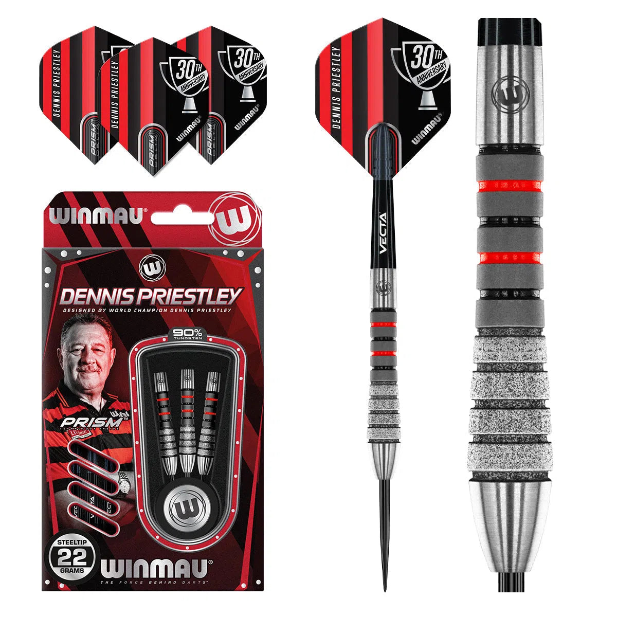 Winmau Dennis Priestley Diamond 3Zero 90% Tungsten Steel Tip Darts