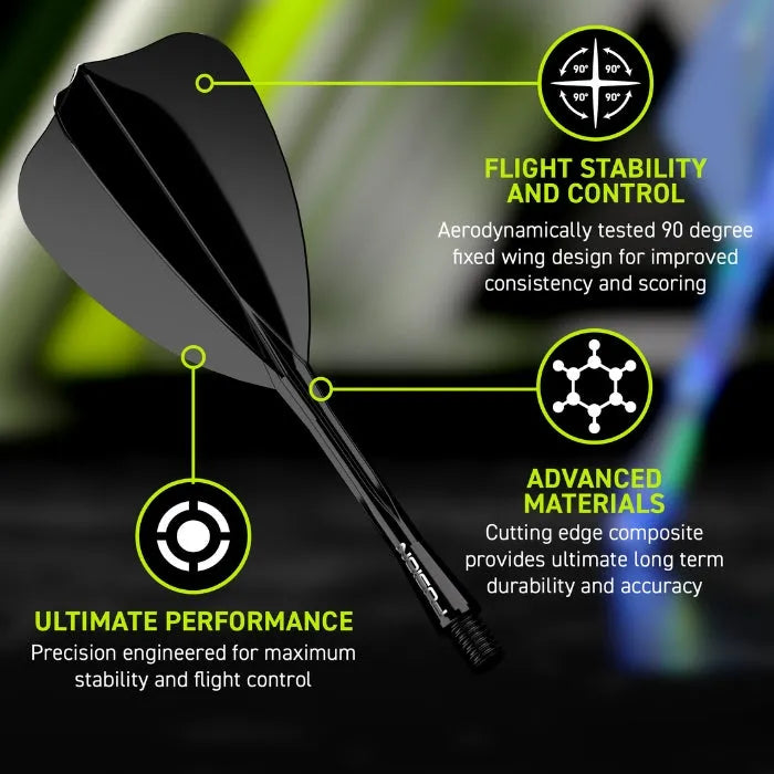 Winmau Fusion Arrow Integrated Flight System-6-Black-Short-Premier Darts