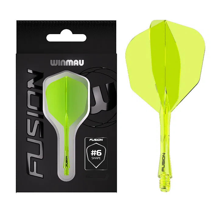 Winmau Fusion Integrated Flight System No6-14-Neon Yellow-Short-Premier Darts