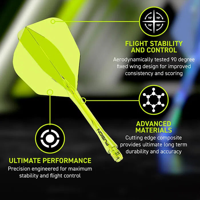 Winmau Fusion Integrated Flight System No6-16-Black-Short-Premier Darts