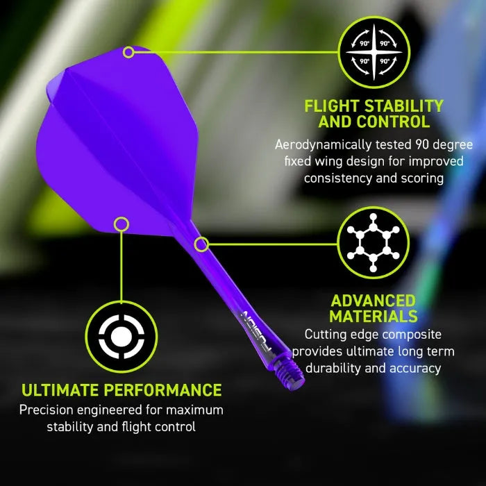Winmau Fusion Integrated Flight System No6-21-Black-Short-Premier Darts