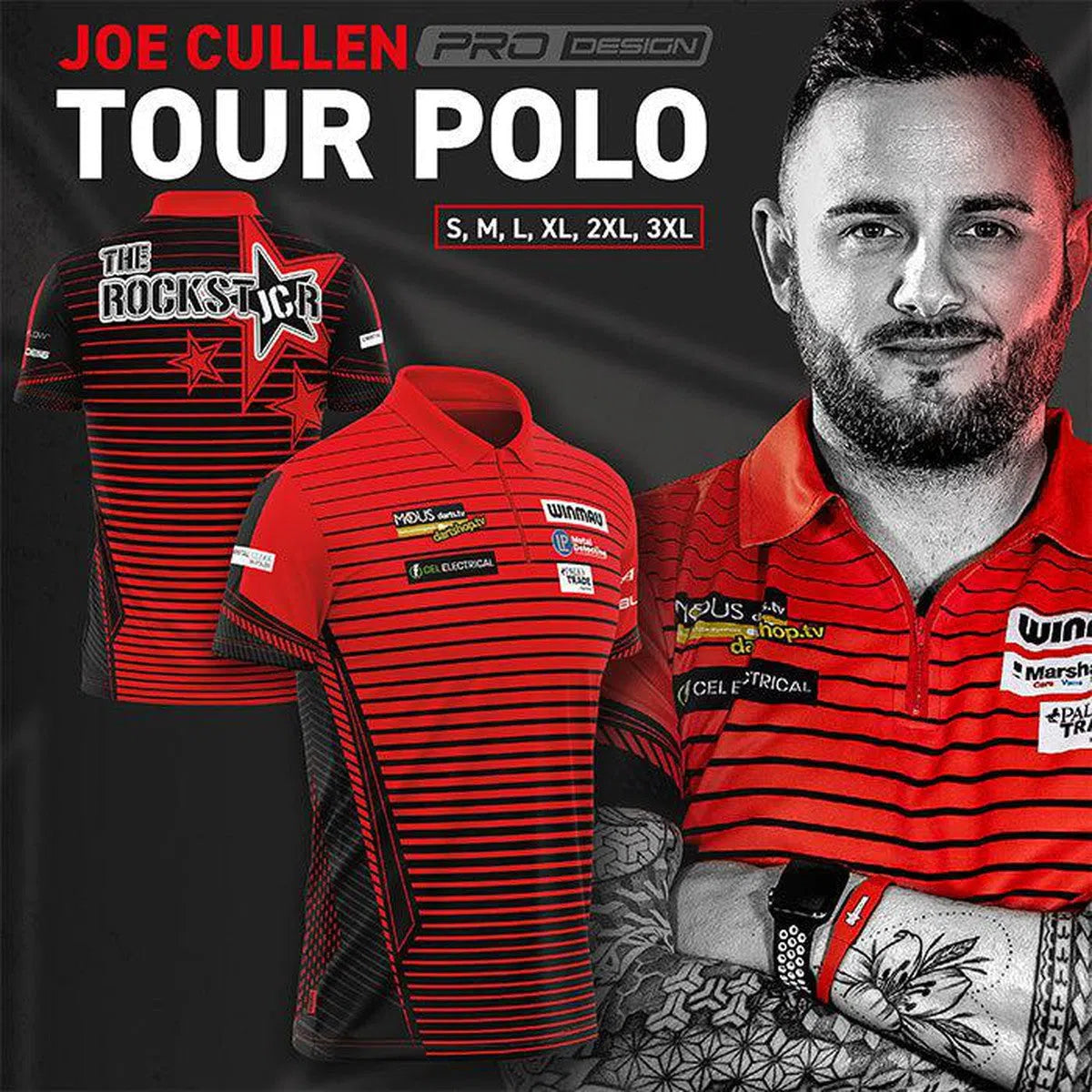 Winmau Joe Cullen Shirt  Black and Red
