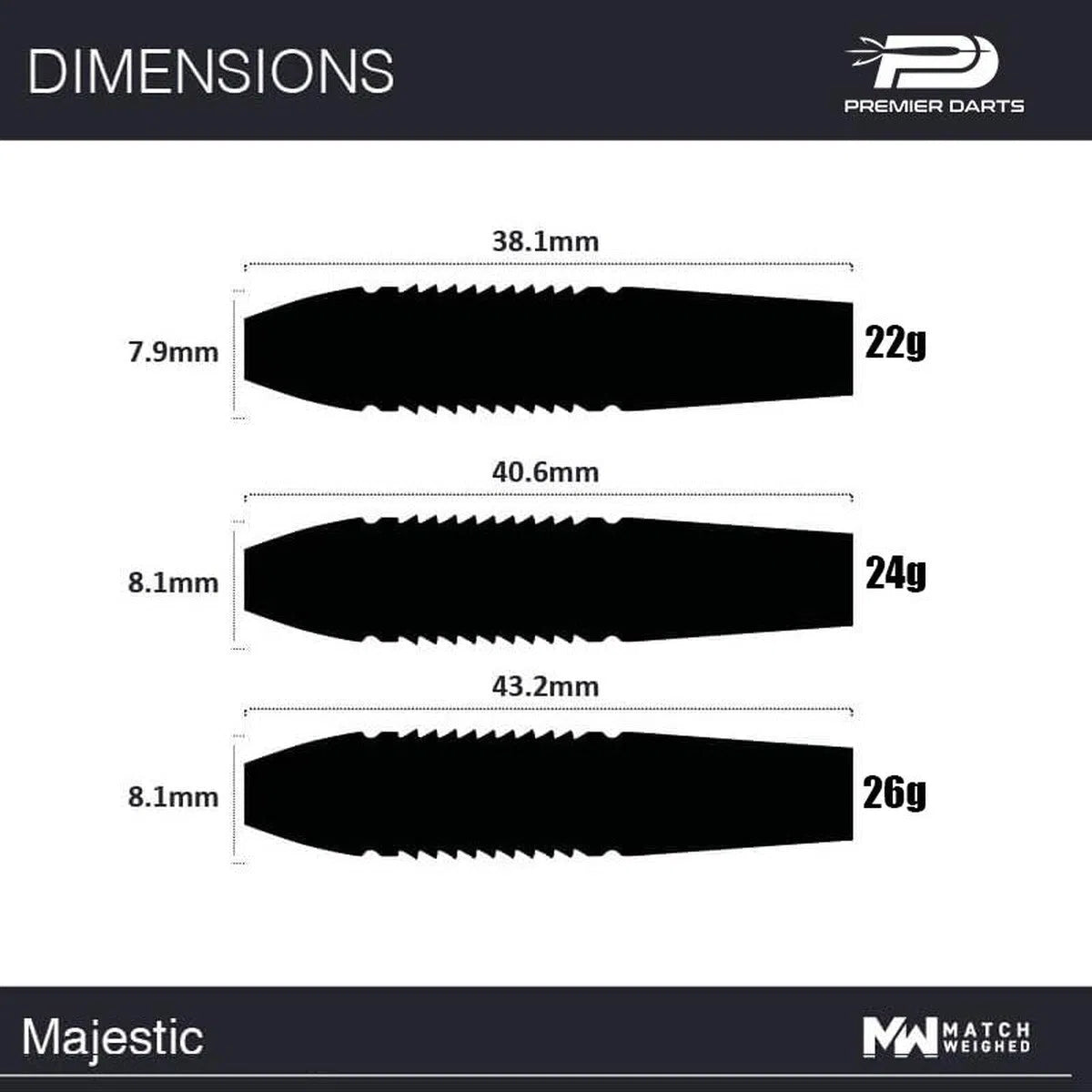 Winmau Majestic 90% Tungsten Steel Tip Darts