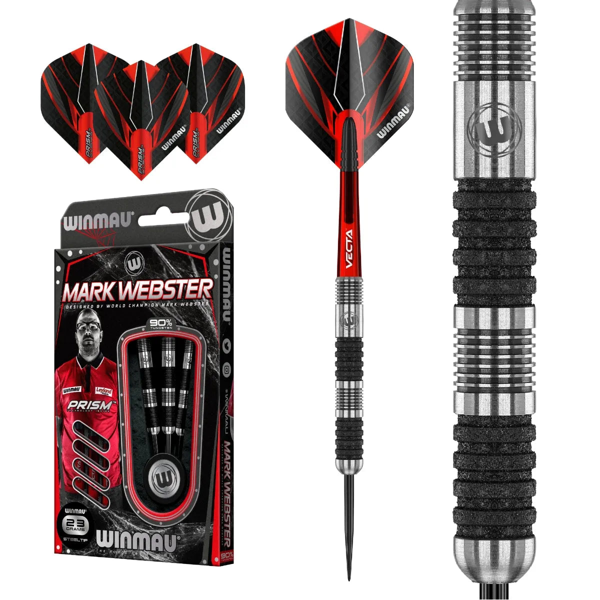 Winmau Mark Webster 90% Tungsten Steel Tip Darts