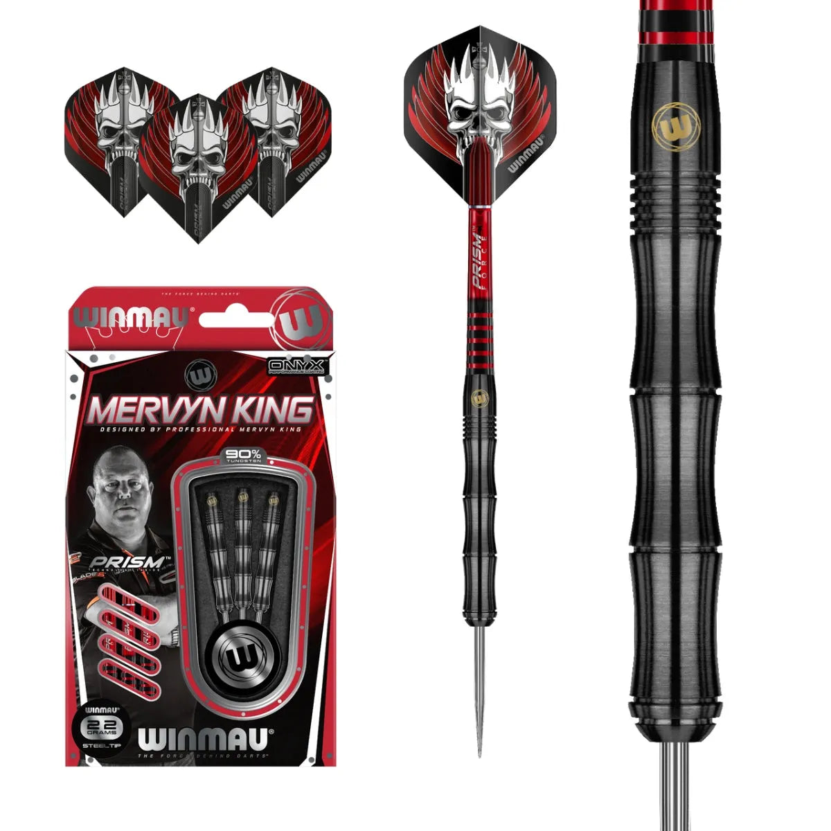 Winmau Mervyn King Black Onyx 90% Tungsten Steel Tip Darts
