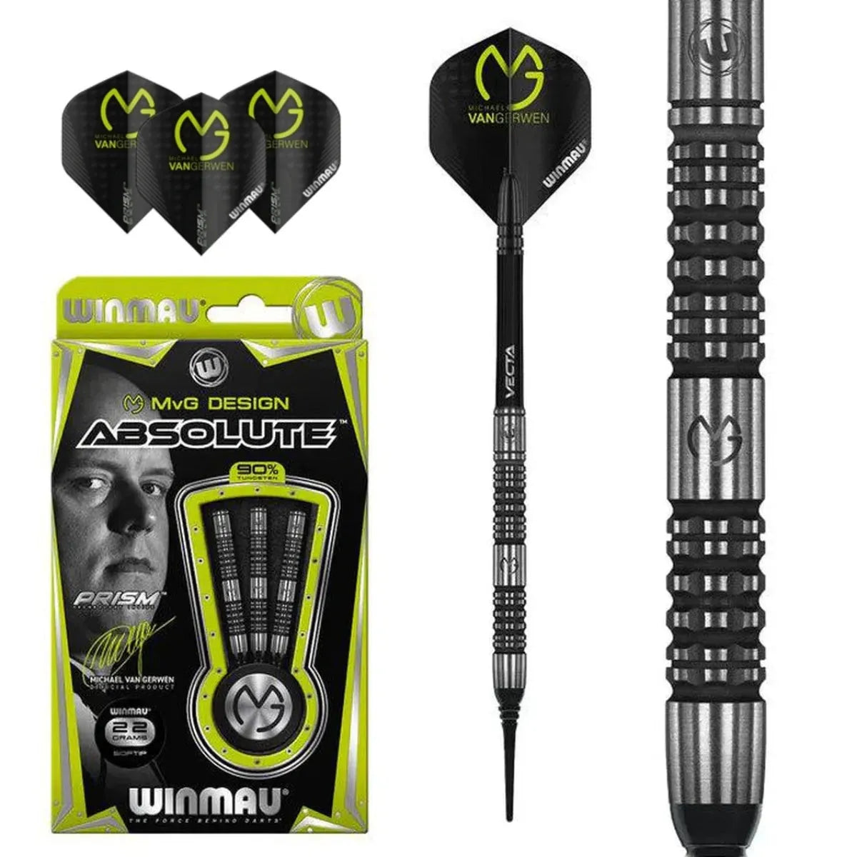 Winmau MvG Absolute 90% Tungsten Soft Tip Darts