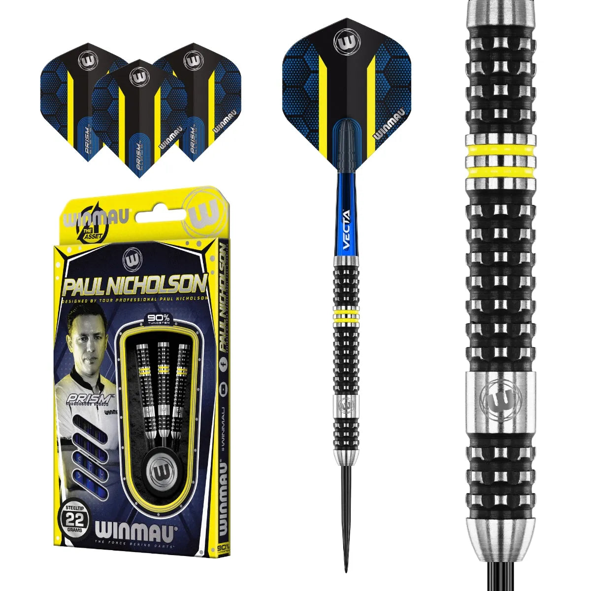 Winmau Paul Nicholson 90% Tungsten Steel Tip Darts