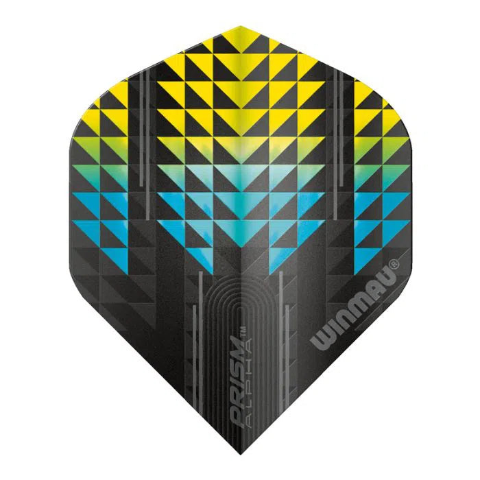 Winmau Prism Alpha Extra Thick Standard Black and Blue and Yellow Flights
