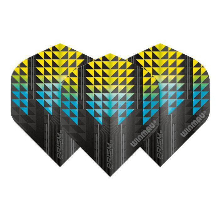 Winmau Prism Alpha Extra Thick Standard Black and Blue and Yellow Flights