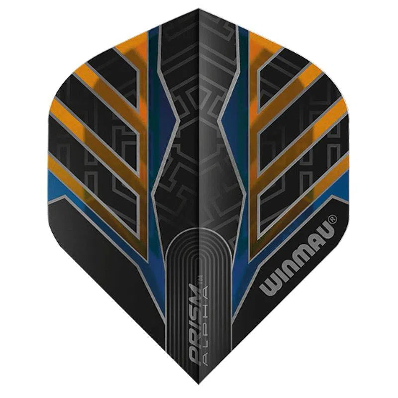 Winmau Prism Alpha Extra Thick Standard Black and Orange and Blue Flights