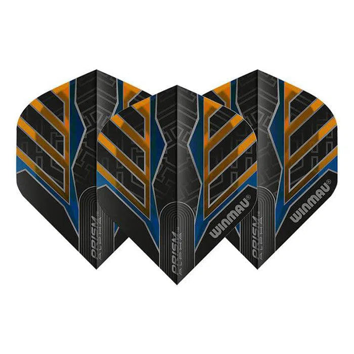 Winmau Prism Alpha Extra Thick Standard Black and Orange and Blue Flights