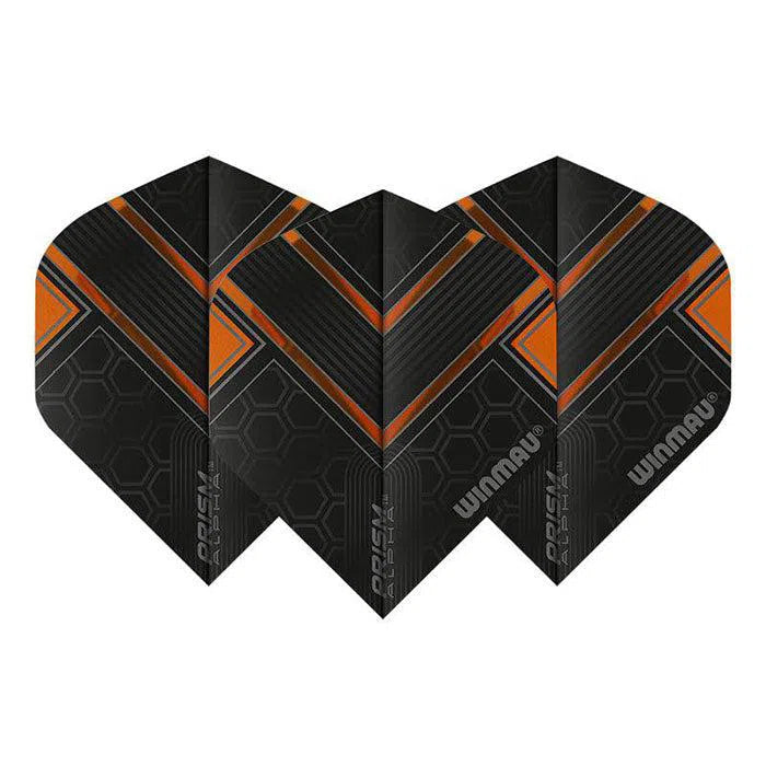 Winmau Prism Alpha Extra Thick Standard Black and Orange Flights