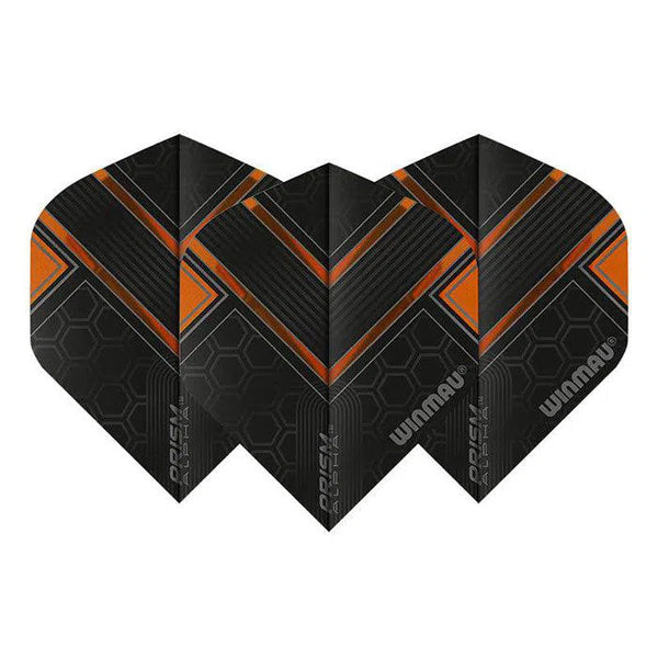 Winmau Prism Alpha Extra Thick Standard Black & Orange Flights-1-Premier Darts