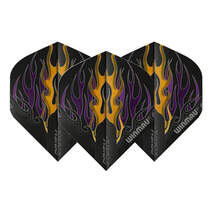 Winmau Prism Alpha Extra Thick Standard Black and Orange and Purple Flights