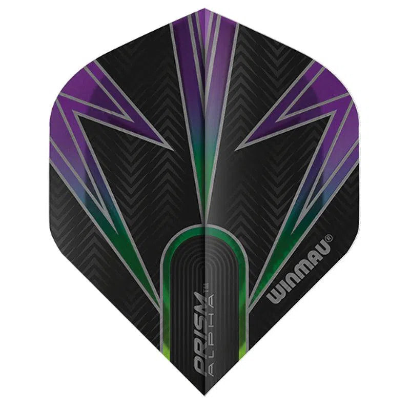 Winmau Prism Alpha Extra Thick Standard Black and Purple and Green Flights