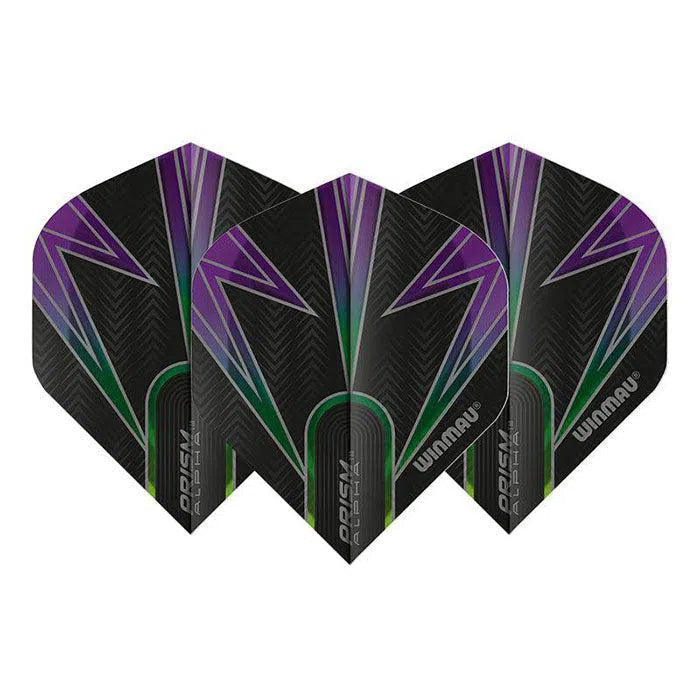 Winmau Prism Alpha Extra Thick Standard Black and Purple and Green Flights