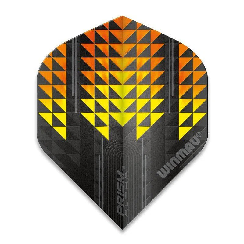 Winmau Prism Alpha Extra Thick Standard Black and Yellow and Orange Flights