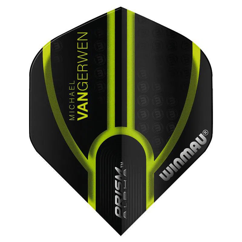 Winmau Prism Alpha MvG Extra Thick Standard Black and Green Flights