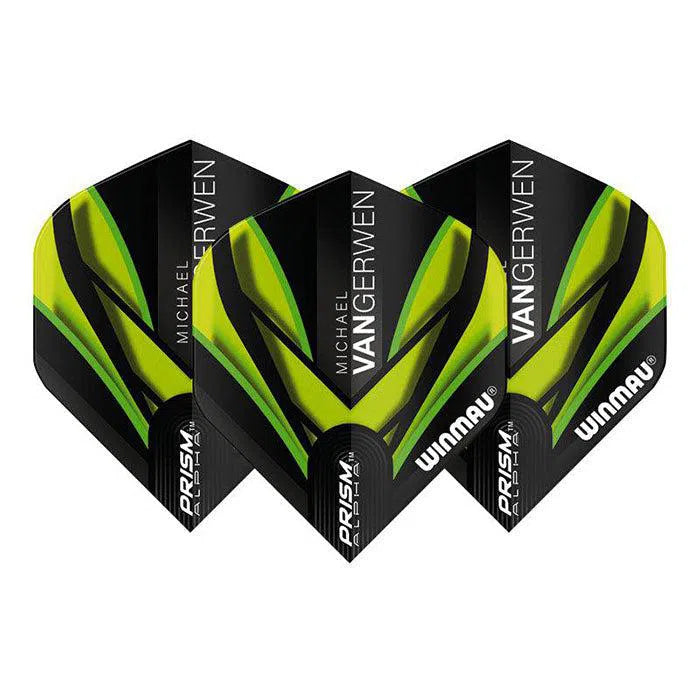 Winmau Prism Alpha MvG Extra Thick Standard Black and Green Flights