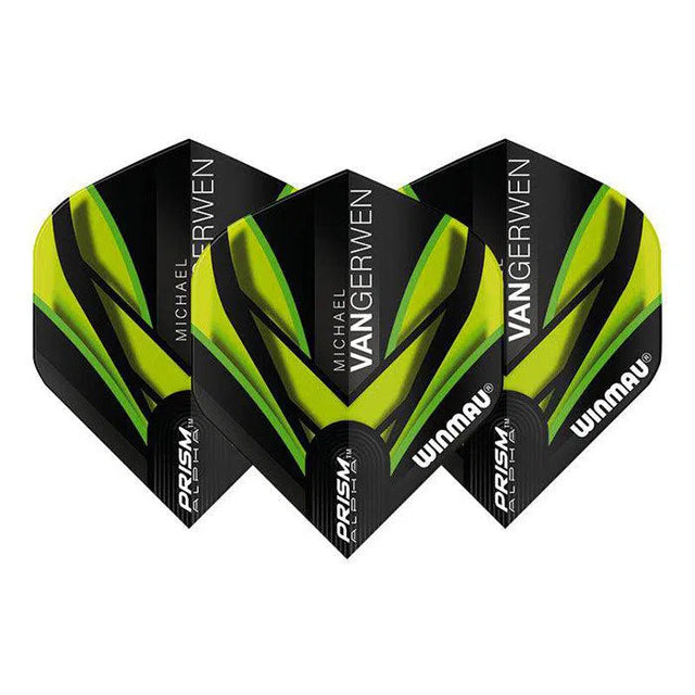 Winmau Prism Alpha MvG Extra Thick Standard Black and Green Flights