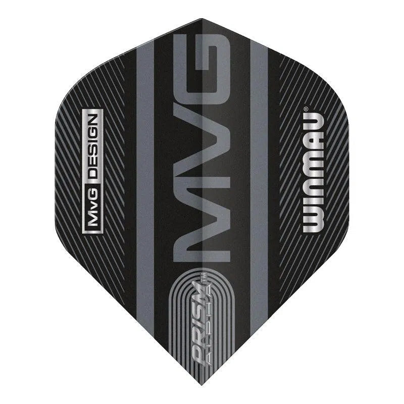 Winmau Prism Alpha MvG Extra Thick Standard Black and Grey Flights