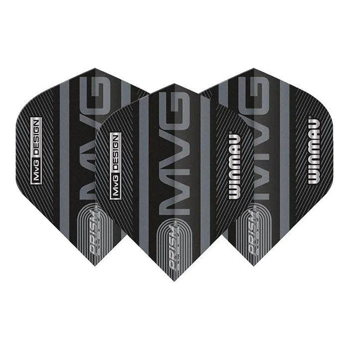 Winmau Prism Alpha MvG Extra Thick Standard Black and Grey Flights