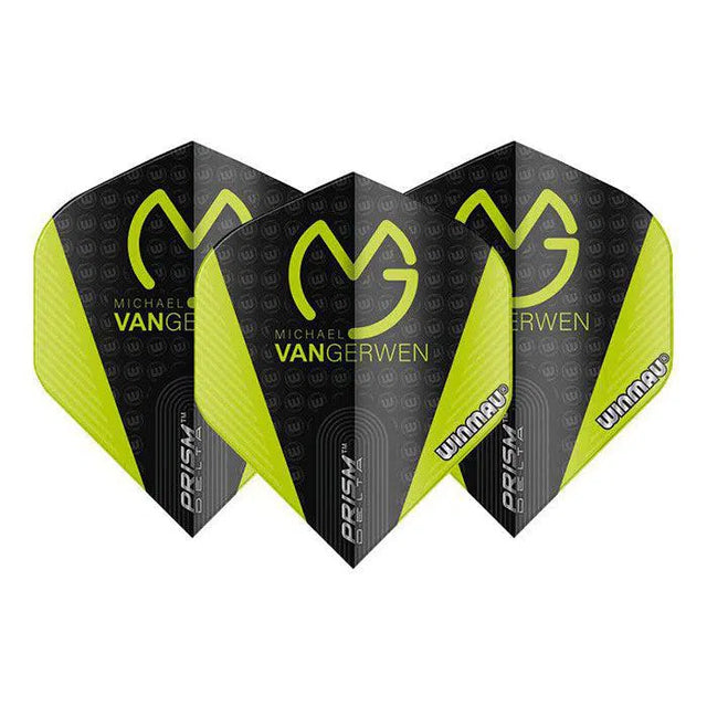 Winmau Prism Delta MvG Extra Thick Standard Black and Green Flights