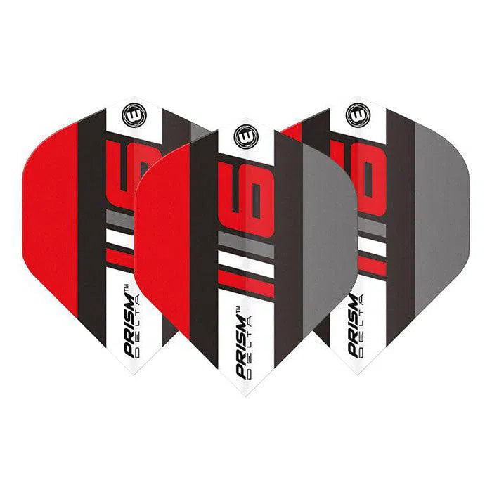 Winmau Prism Delta Extra Thick Standard Blade 6 Black and Grey and Red Flights