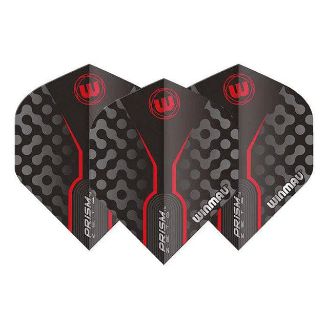 Winmau Prism Zeta Thick Extra Standard Black, Grey and Red Flights